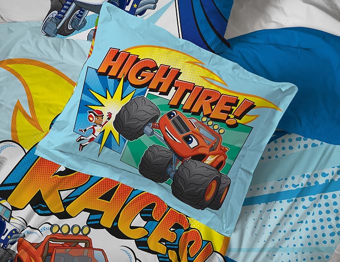 Jay Franco Blaze and the Monster Machines Off to The Races 5 Piece Twin Size Bed Set - Includes Comforter & Sheet Set - Super Soft Fade Resistant Microfiber (Official Blaze Products) - Image 6