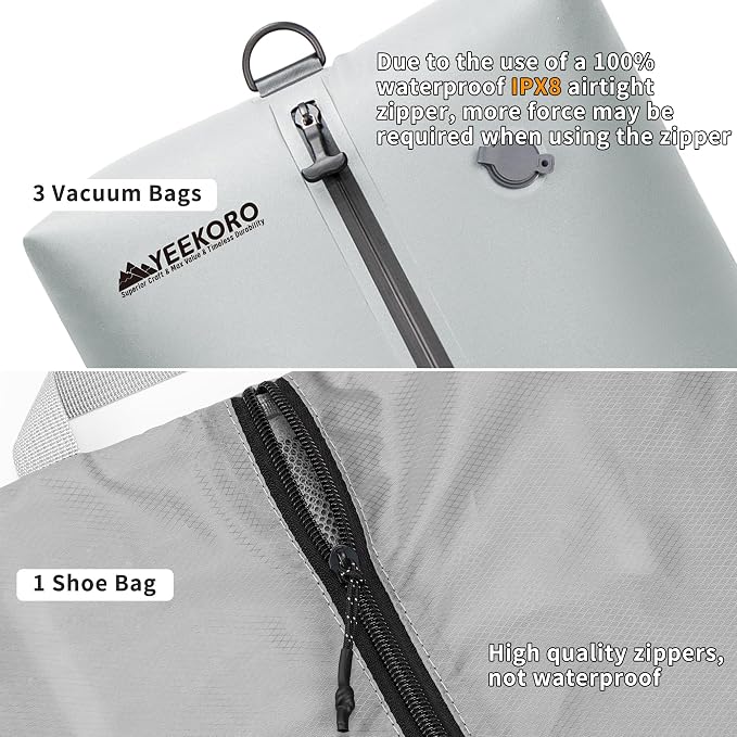 Vacuum Bag Set for Travel, Professional IPX8 Reusable Organizer, Compression Packing cube for Suitcases, Durable Seal Space Saver Bags -Traveling Essentials - Image 3