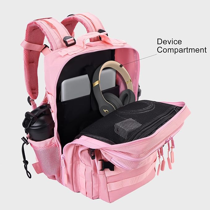 LHI Military Tactical Backpack for Men and Women 45L Army 3 Days Assault Pack Bag Large Rucksack with Shoe Compartment - Pink - Image 5