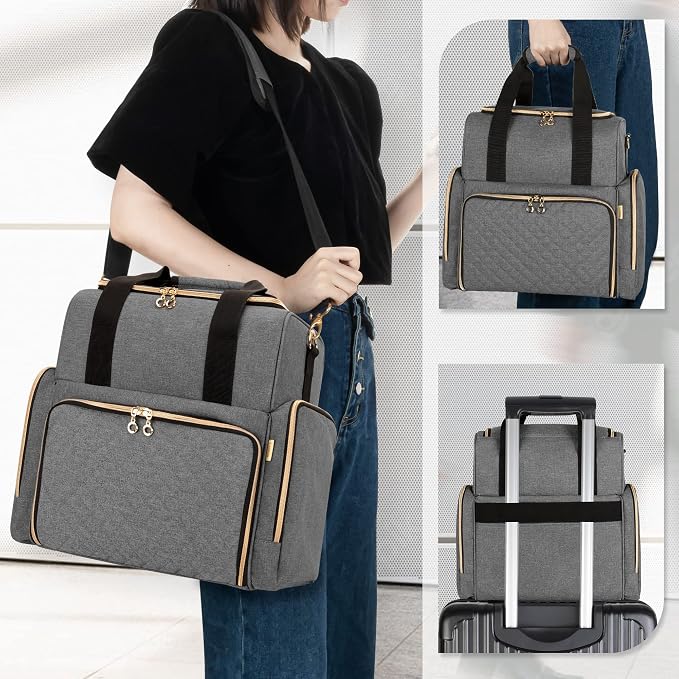 LUXJA Large Travel Makeup Bag with 3 Removable Cases, Cosmetic Bag with Detachable Dividers (Patent Pending), Gray - Image 5