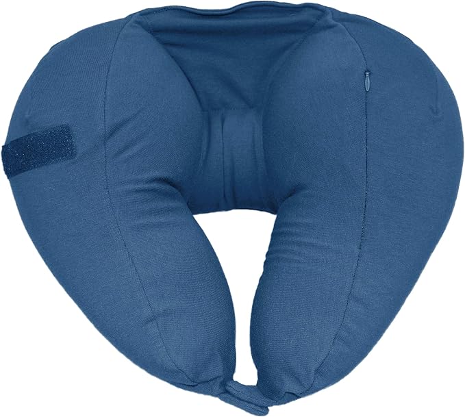 Yogibo Nap X Travel Neck Pillow for Sleeping Airplane, Car, Plane Traveling, Microbead Portable Comfy Head Rest and Neck Support with Attached Eye Mask, Blue by Yogibo