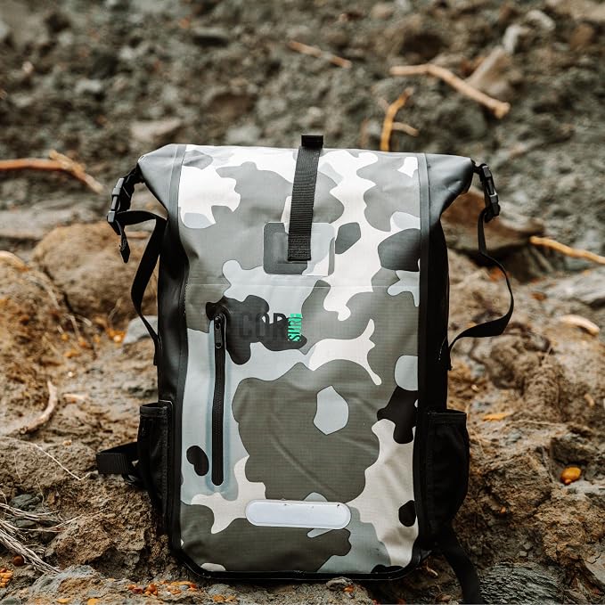 COR Surf Waterproof Dry Bag Backpack with Padded Laptop Sleeve 25L & 40L Heavy Duty, Roll-Top Pack (Camo, 25L) - Image 6