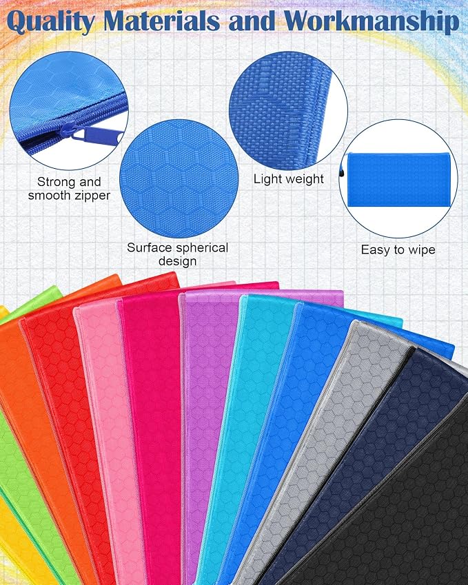 Aliceset 300 Pcs Pencil Pouches Bulk 12 Color A6 Size Small Zipper Pencil Bags Football Pattern Waterproof Bulk Pen Pouches Stationery Storage Bags for Back to College Office Supplies - Image 5