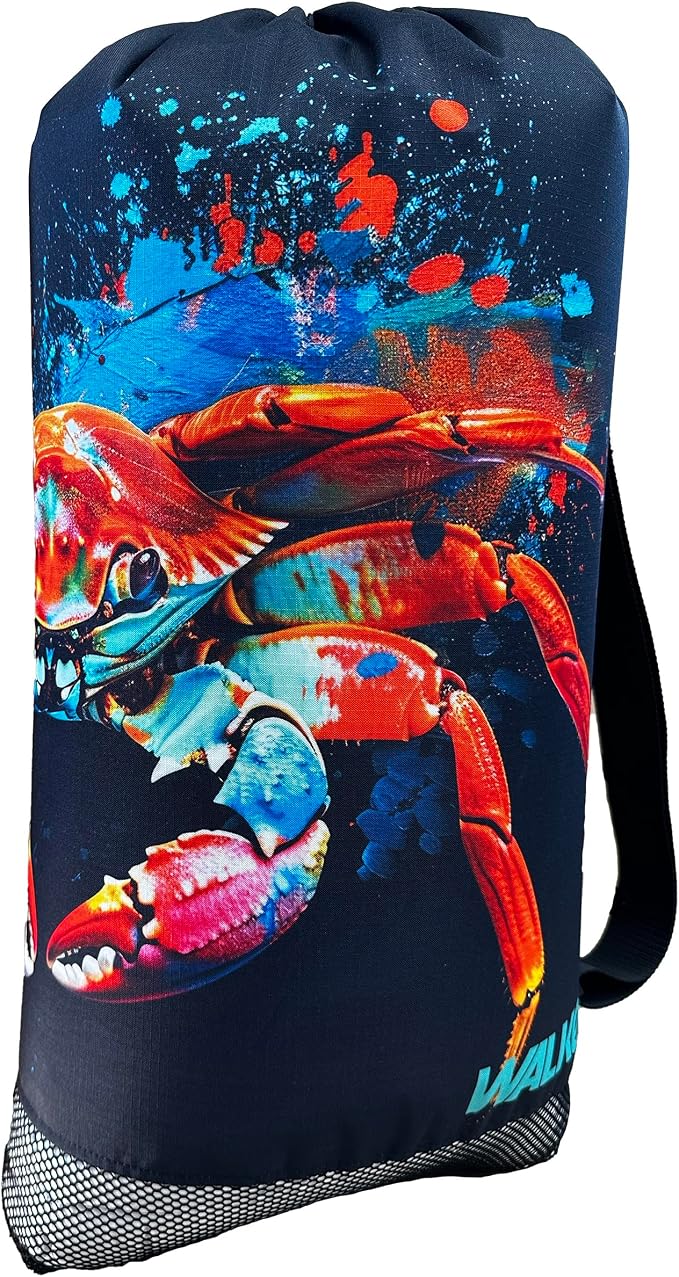Walker Beach Mesh Net Travel Boat Bag for Snorkeling, Dive, and Swim Gear – USA Made, Crimson Crab Canvas - Image 3