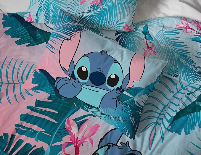 Jay Franco Kids Sheet Set with Fitted, Flat Sheets & Pillow Cover - Ultra-Soft Bedding with Pillowcase for Room Decor, Teal - Lilo & Stitch, 4 Piece Full - Image 5