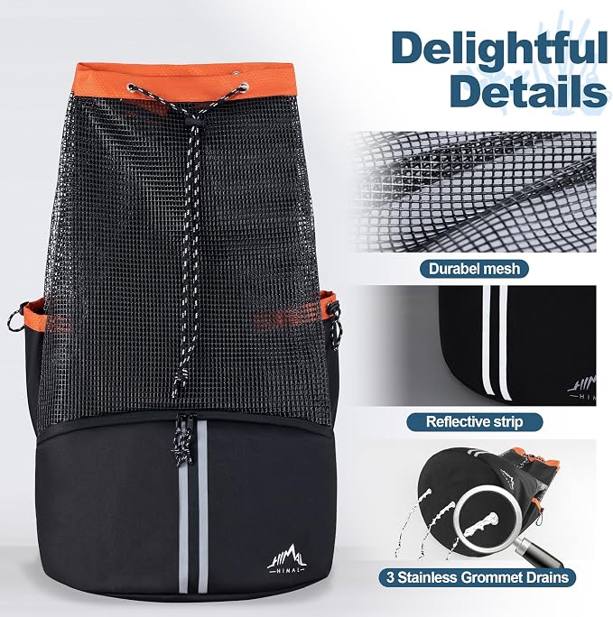 GoHimal XL Mesh Dive Bag for Scuba Diving & Snorkeling Gear | For Snorkel, Fits Long Fins, Mask Holder, Lightweight, Quick Dry - Image 5