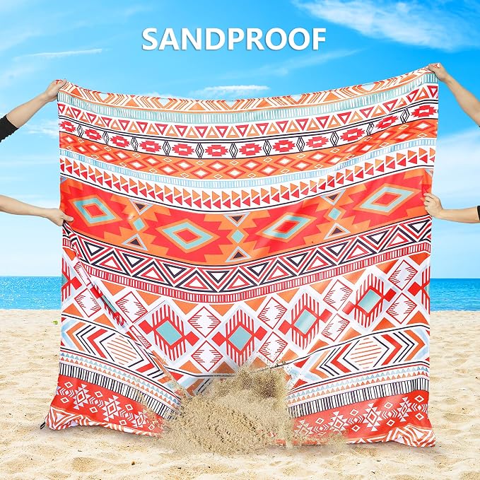 HIHOHO Beach Blanket Waterproof Sandproof Extra Large Beach Mat 79" X 83"/120"x108"for 1-8 Adults Quick Drying Durable Outdoor Picnic Mat for Beach Travel Camping Hiking - Image 2