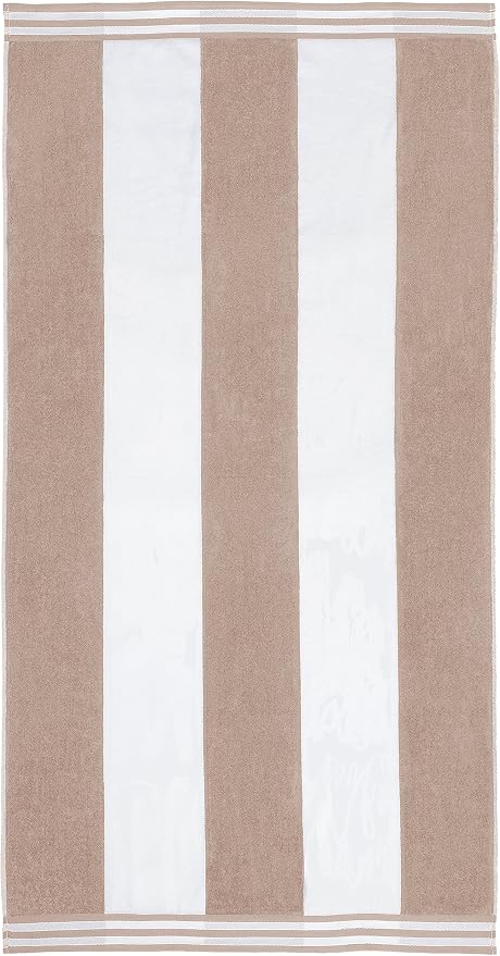 Superior Cotton Nautical Stripe Beach Towels, Colorful Towels for Adult, Kid, Pool, Swimming, Sand, Travel, Large Oversized, Absorbent, Fast Drying, Bath Basics, Cabana Collection, 1 Piece, Taupe - Image 2