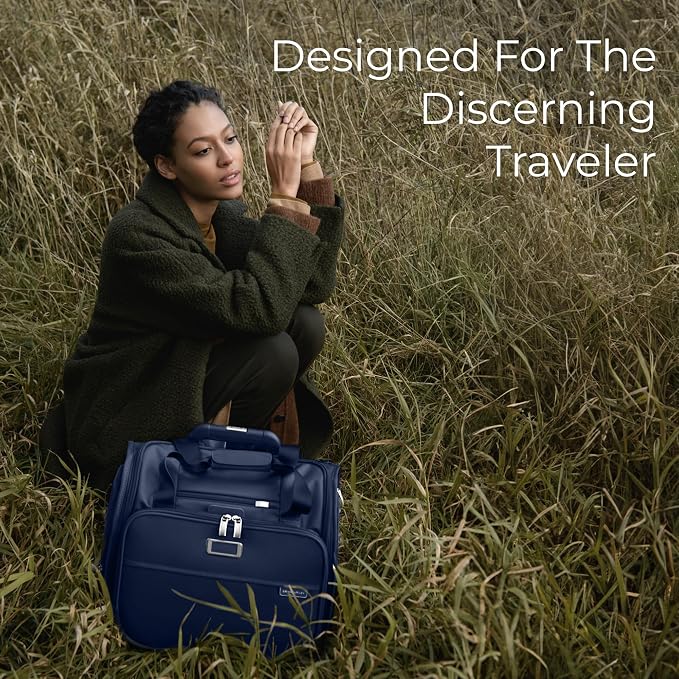 Briggs & Riley 2-Wheel Cabin Bag - Carry On Luggage for Travel, Suitcases with Wheels, Softside Rolling Bag for Men & Women, Interlocking Handle, Self-Repairing Zipper - Baseline Collection, Navy - Image 3