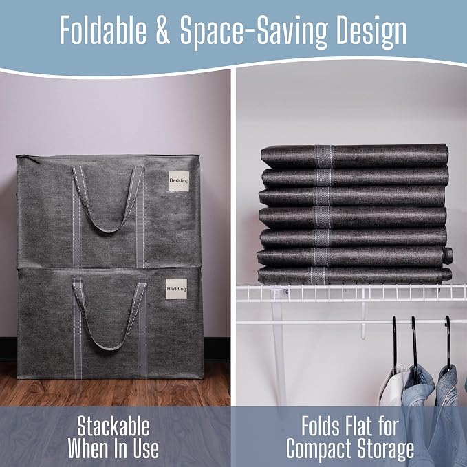 VENO 2 Pack Heavy Duty Moving Bags, Extra Large Storage Bags with Reinforced Handles & Strong Zippers, Foldable & Reusable Moving Box Alternative for Clothes & Dorm Storage - Image 7
