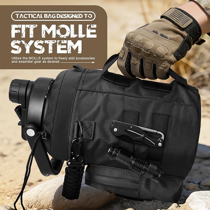 NATURE PIONEOR 128oz/1 Gallon Tactical Water Bottle with MOLLE Bottle Pouch | 18/8 Food-grade Stainless Steel, Double Vacuum Insulation, Wide-Mouth, Straw & Spout Lid, Strap, Camping, Hiking, Gym, Work - Image 4