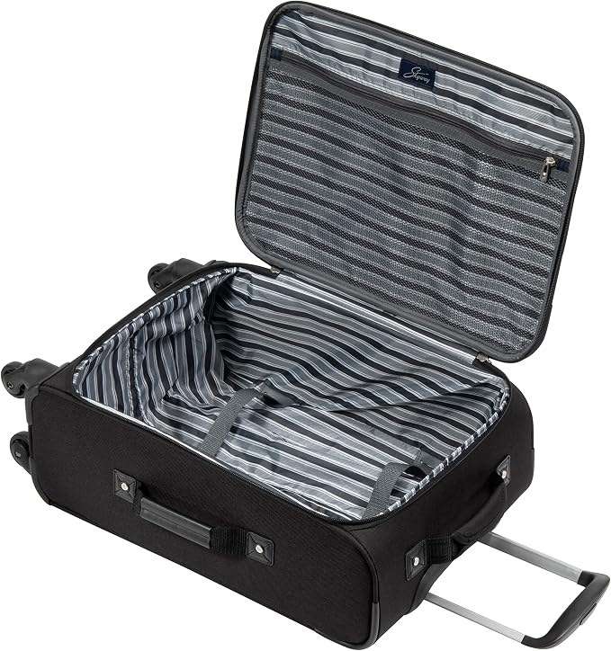 Skyway Epic Softside 3-Piece Luggage Set - Lightweight Suitcase with Wheels | TSA Approved Travel Bag | Spinner Suitcase | Luggage Set with Telescoping Handle, 20", 24" & 28", Black - Image 4