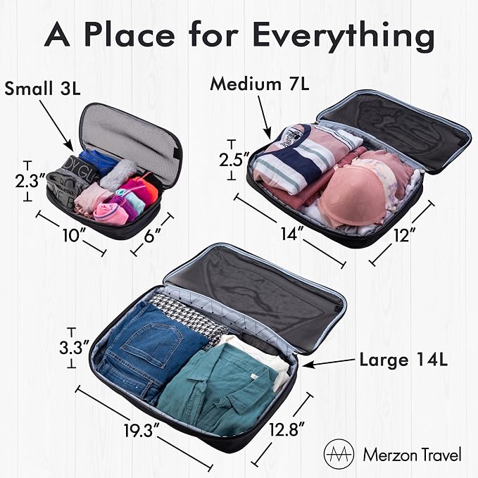 The Packus Cubus from, 3 Piece Packing Cube Set with a 24 Liter Total Capacity, Travel Luggage Organizer for Clothes, Shoes, and Accessories, Made from Sturdy Nylon, PC-511-BLK, Black - Image 4