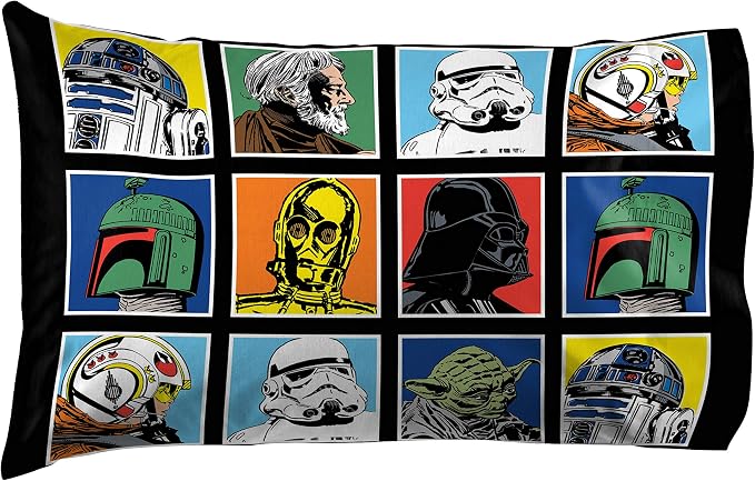 Jay Franco Kids Sheet Set with Fitted, Flat Sheets & Pillow Cover - Ultra-Soft Bedding with Pillowcase for Room Decor, Multi - Star Wars, 4 Piece Queen - Image 2