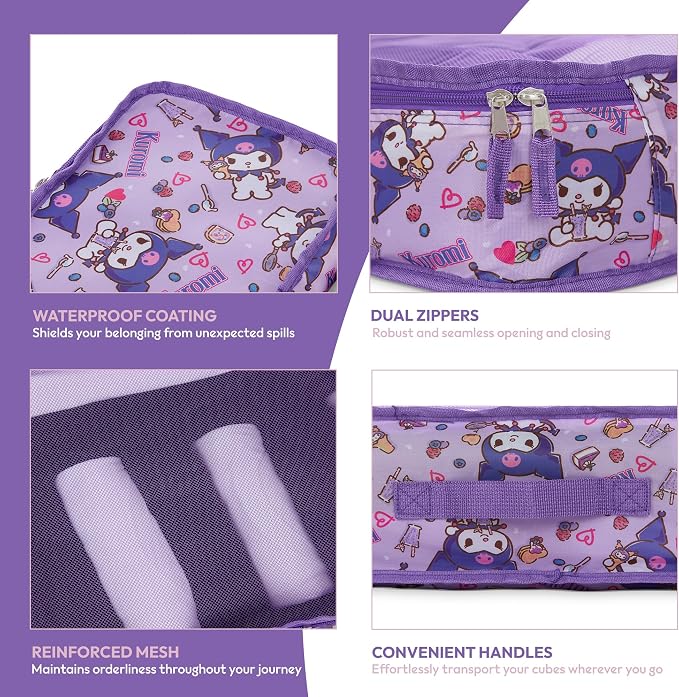 Sanrio's Hello Kitty Packing Cubes - 5 Piece Packing Cube Bags - Travel Essentials - Suitcase Luggage Organizer Set - Hello Kitty and Friends, My Melody, Kerromi, Kerropi, Badtz-Maru (Kerromi) - Image 6