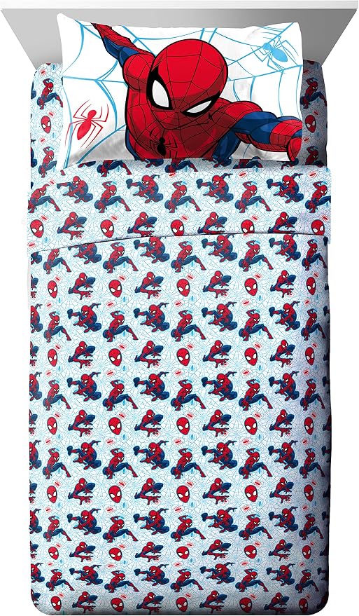 Marvel Spiderman Twin Comforter Set 5 Piece Kids Bedding for Boys, Blue | Bed in a Bag, Comforter Sheets Sham Pillowcase, Official Brand, Soft Microfiber, Machine Washable, Easy Care, Boys Gift - Image 3