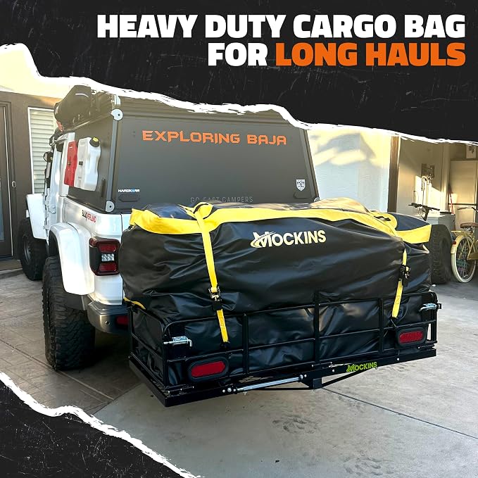 Mockins 30 Cu Ft Trailer Hitch Cargo Carrier Bag for Road Trips & Camping | 60"x24"x36" Weatherproof Cargo Bag for Hitch Carrier | Waterproof Truck Bed Storage Set | Vinyl Vehicle Soft-Shell Carriers - Image 8
