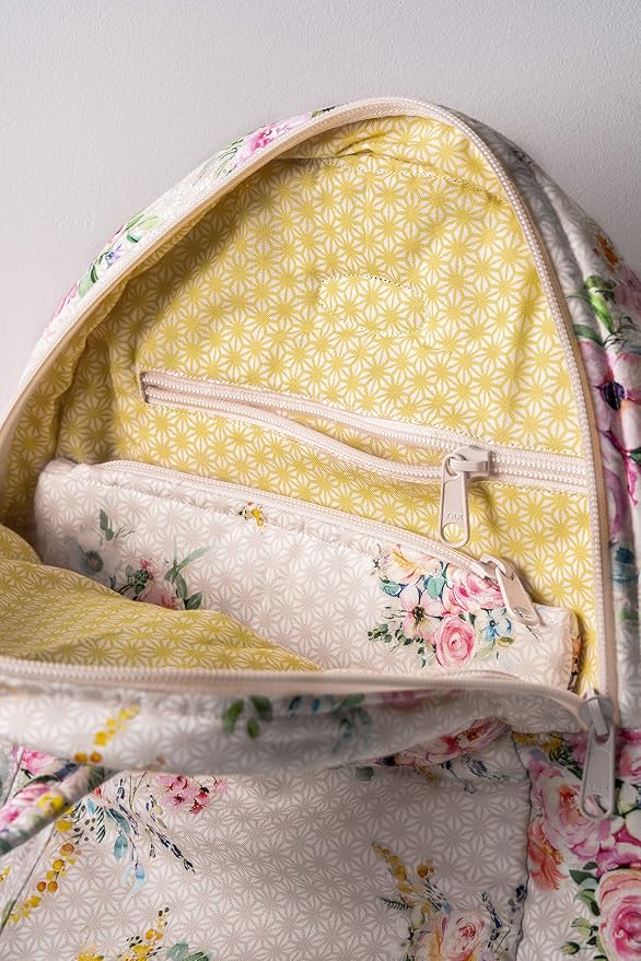 Maison d' Hermine Backpack for Women Men Cotton Shoulder Multipurpose Rucksack with Small Pouch Lightweight Multi Pocket for Travel Work Beach Perfect for Spring Summer (Sweet Rose Lavender) - Image 8