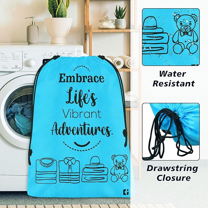 Kuber Industries Pack of 5 Cloth Storage Bag | Non-Woven Storage Organizer | Travel Cloth Carrying Bag | Garments Cover for Laundry | Travel Storage Organizer for Clothing | Large | Sky Blue - Image 5