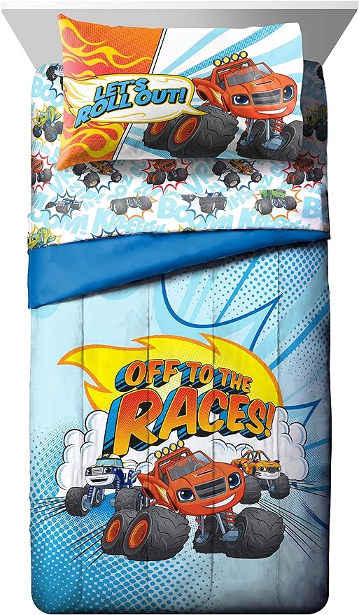 Jay Franco Blaze and the Monster Machines Off to The Races 5 Piece Twin Size Bed Set - Includes Comforter & Sheet Set - Super Soft Fade Resistant Microfiber (Official Blaze Products) - Image 2