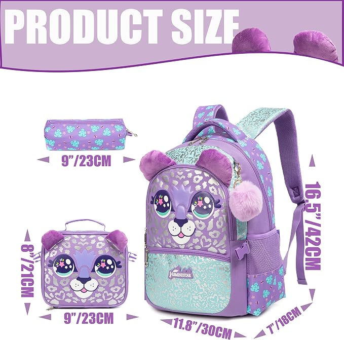 Kids Backpacks for Girls School Bag with Lunch Box School Backpack for Girls Set Cute Bookbag for Kindergarten - Image 2
