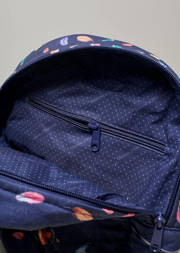 Maison d' Hermine Backpack for Women Men Cotton Shoulder Multipurpose Rucksack with Small Pouch Lightweight Multi Pocket Bag for Travel Work Perfect for Spring Summer (Birdies on Wire - Navy) - Image 7