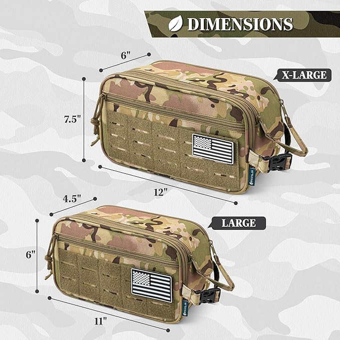 PAVILIA Tactical Toiletry Bag for Men, Travel Hygiene Bag, Military Gear Dopp Kit, Water Resist Molle Accessories Pouch, Mens Shaving Essentials, Gym Bathroom Shower Small Toiletries Tool EDC, Camo