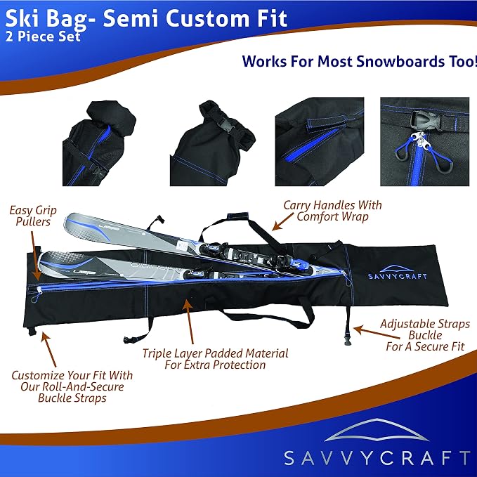 Savvycraft Padded Ski bag and Boot Bag Combo, Thick Padded Ski and Boot Bag 2-Piece Set for Protection and Easy Travel - Image 8
