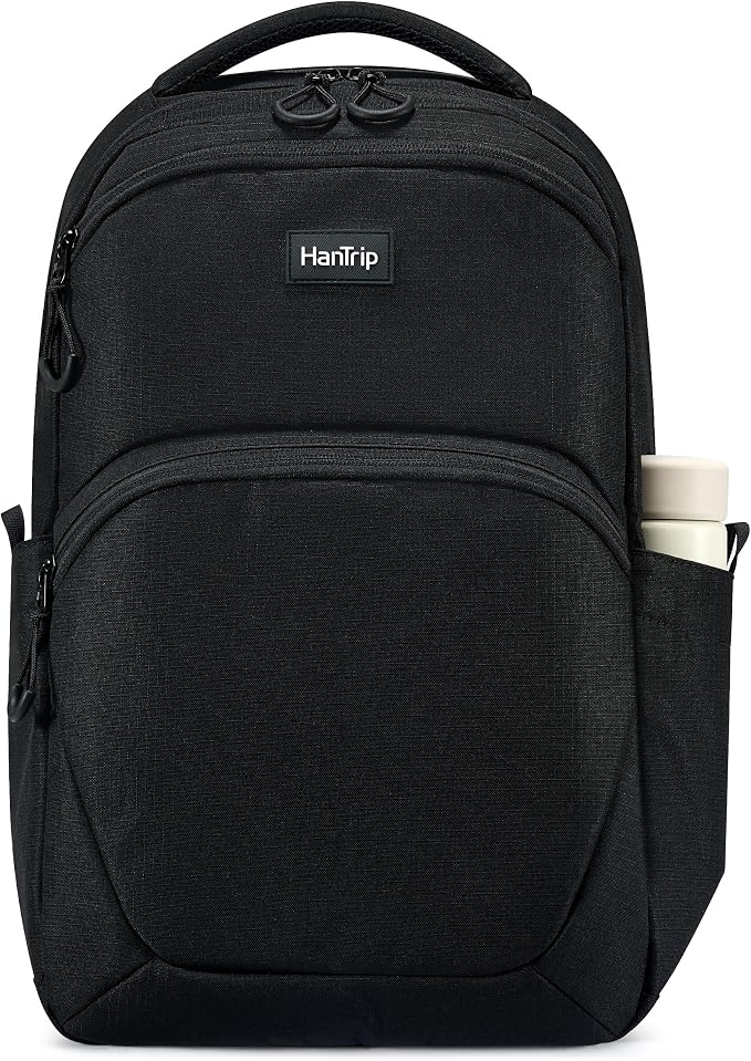 HanTrip Carry On Travel Backpack for Women Men, 30L Medium Work Backpack for Commuter College Water Resistant Bookbags, Black by HanTrip