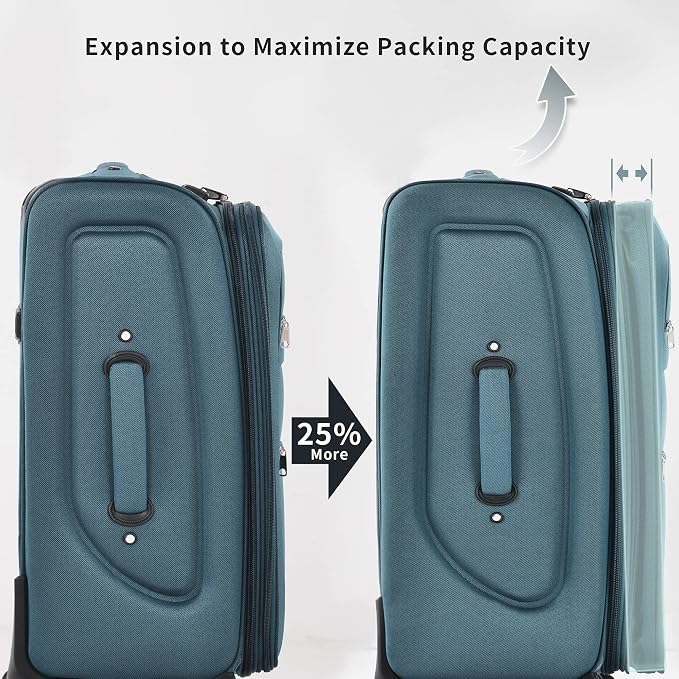 Merax Luggage Set, Softside Suitcase 3 Piece, Expandable Lightweight | Luggage Sets with Duffel Bag 22" 26" 30" Suitcase with Wheels TSA Lock,Blue Green - Image 7