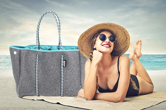 QOGiR Neoprene Multipurpose Beach Bag Tote with Inner Zipper Pocket … … … … - Image 2