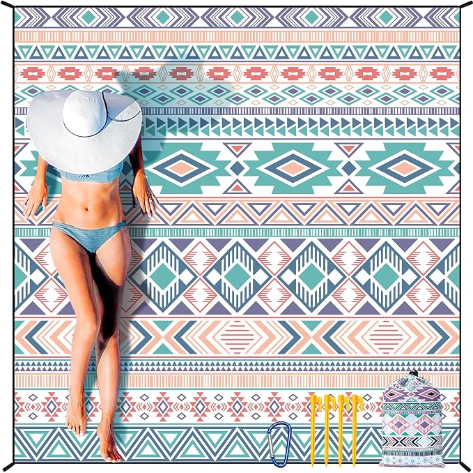 HIHOHO Beach Blanket Waterproof Sandproof Extra Large Beach Mat 79" X 83"/120"x108"for 1-8 Adults Quick Drying Durable Outdoor Picnic Mat for Beach Travel Camping Hiking by HIHOHO