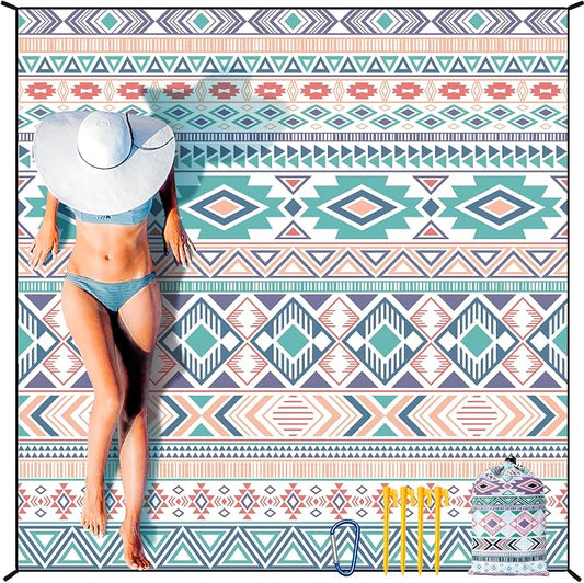 HIHOHO Beach Blanket Waterproof Sandproof Extra Large Beach Mat 79" X 83"/120"x108"for 1-8 Adults Quick Drying Durable Outdoor Picnic Mat for Beach Travel Camping Hiking by HIHOHO