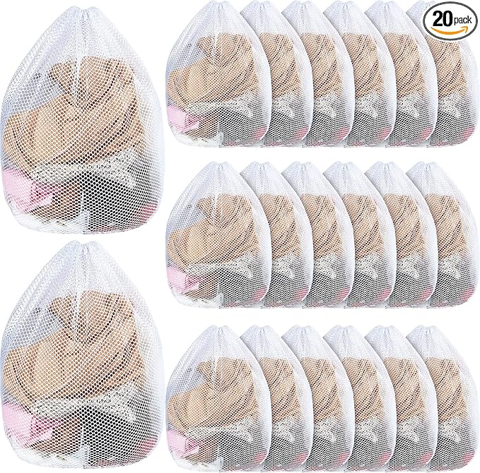 20 Pcs Mesh Laundry Bags Bulk with Drawstring 20 x 24'' White Heavy Duty Mesh Bag Machine Washable Sturdy Large Net Laundry Wash Bag for Dormitory College Apartment Travelling Camping by Nuenen