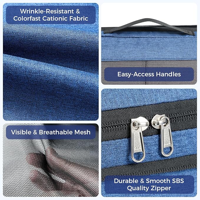BAGAIL 8 Set Compression Packing Cubes, Durable & Wear-resistant Expandable Luggage Organizer Bags for Travel Accessories(Navy) - Image 3