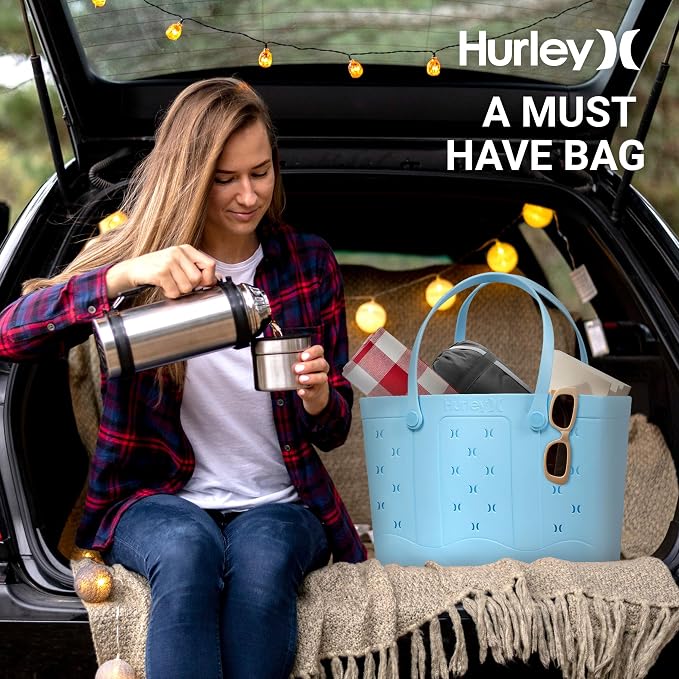 Hurley Rubber Tote Bag - Beach Bags Waterproof Sandproof, Easy-Clean Freestanding EVA Plastic, Hose-Clean, Sizes 16"-19" - Image 7