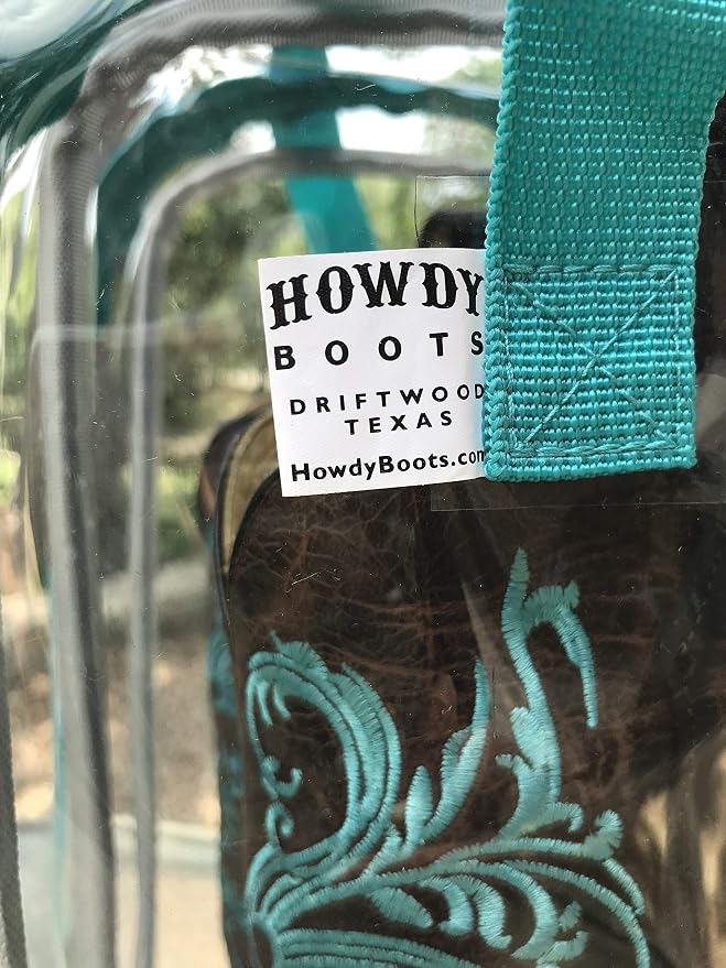 Howdy Boot Bag - clear see-thru waterproof storage bag for cowboy boots mens and womens tall riding boots travel accessories shoe organizer and closet or under bed space saver storage hanging bags. - Image 3