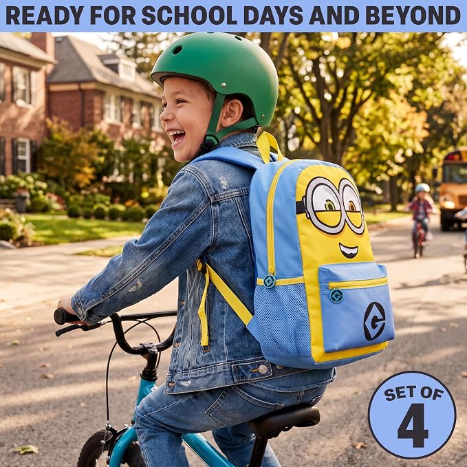 Get Trend Despicable Me Minions Kids Backpack 4 Piece Set for Boys, Girls | 18 Inch Bookbag with Insulated Lunch Bag, Zipped Pencil Case & BPA-Free Water Bottle, Back to School Gifts for Kids - Image 5