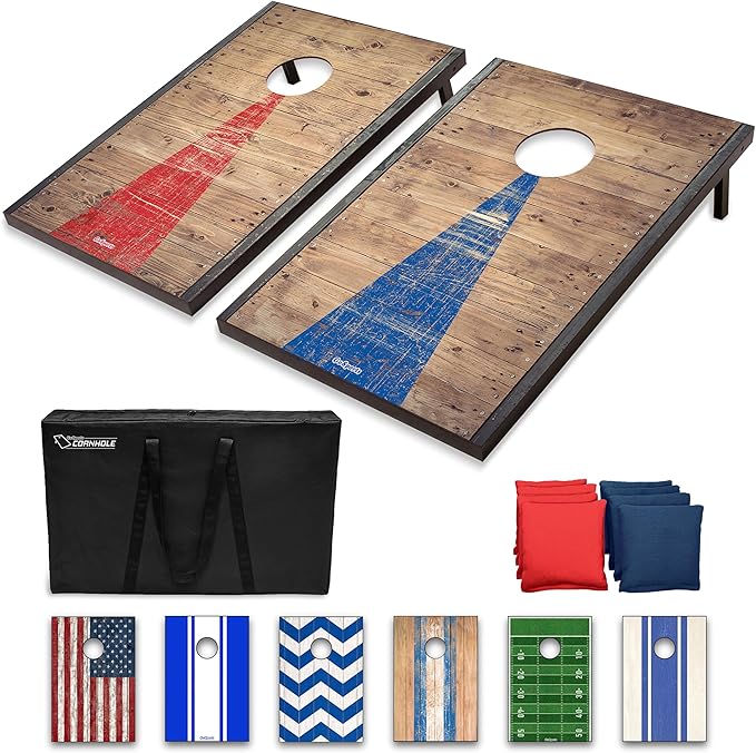 GoSports Portable Cornhole Sets, 8 Styles – Choose 4 x 2 ft or 3 x 2 ft - Boards Include 8 Bean Bags, Travel Case, and Game Rules by GoSports
