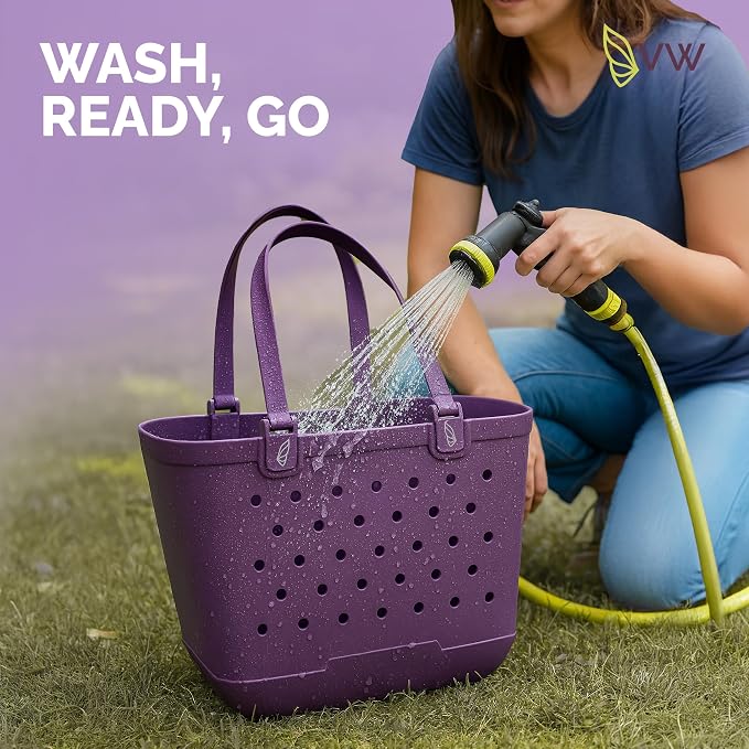 Large Rubber Beach Tote Bag - Waterproof Bag With Sand Proof Pouch For Beach, Travel, Pool (13.7" x 9.4" x 18.9") - Image 2