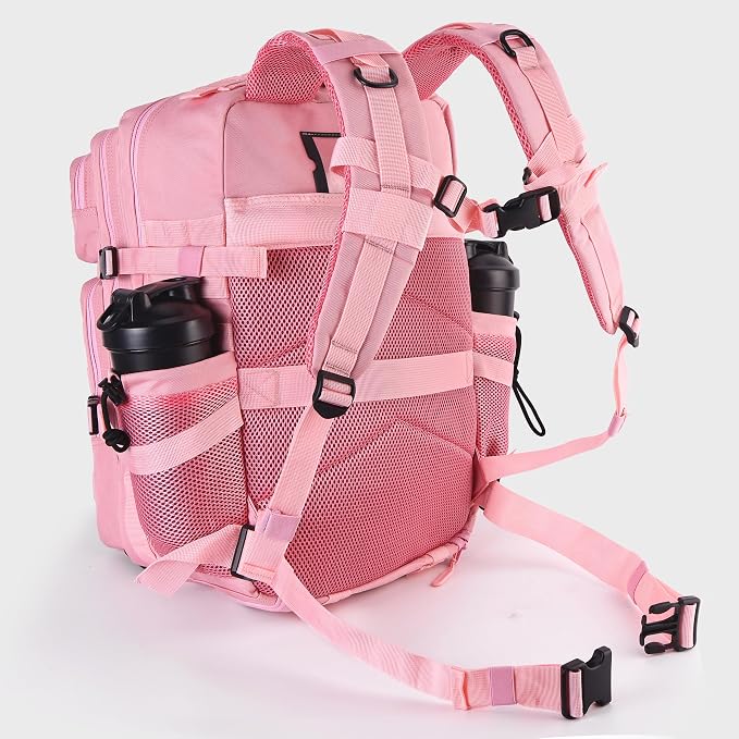 LHI Military Tactical Backpack for Men and Women 45L Army 3 Days Assault Pack Bag Large Rucksack with Shoe Compartment - Pink - Image 7