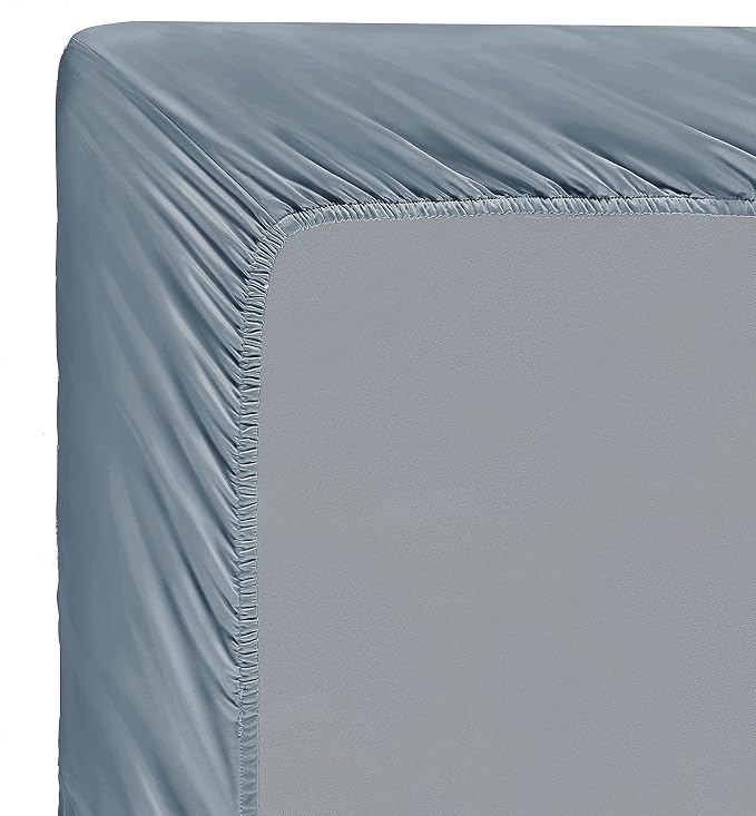 100% Supima Cotton Sheets 600 Thread Count,Bed Sheet Set Queen Size Sheets 4 Pieces,Soft & Silk Sateen Weave, Fits Mattress Up to 18",Deep Pocket, Breathable & Fade Resistant(Blue Grey,Queen) - Image 6