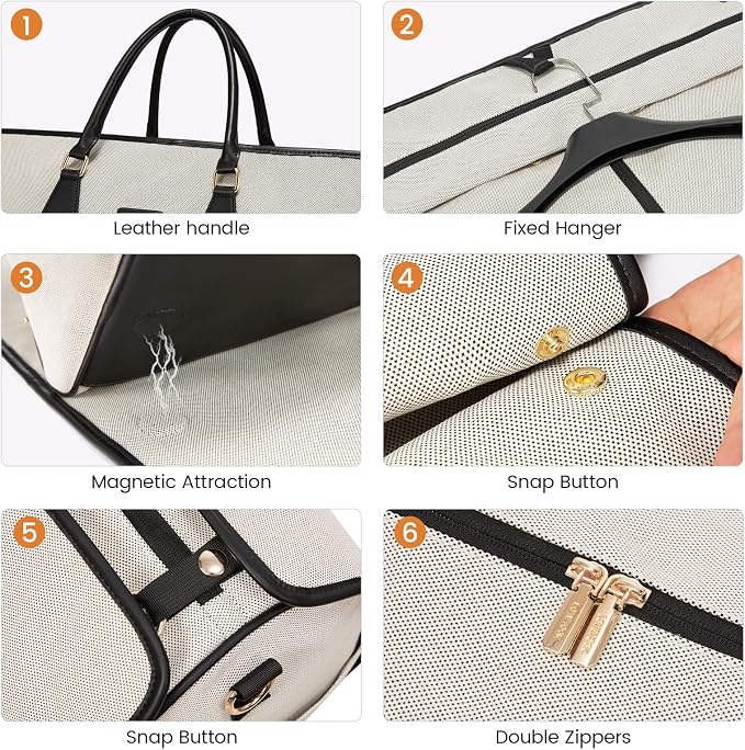 LOVEVOOK Garment Bags for Travel,3 in 1 Garment Duffle Bags for Travel with Shoe Pouch,Carry on Garment Bag for Women Men,Hanging Suitcase Suit Dress Business Travel Bag Weekender Bag - Image 9