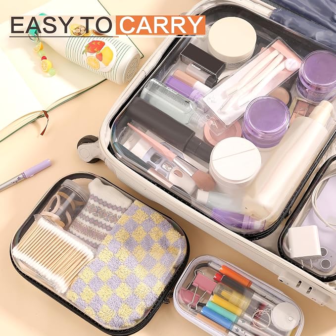 8PCS Extra Large 14.2" Clear Hard Shell Zipper Case : Clear Zipper Pouches Waterproof Lightweight Plastic Organizer Makeup Bag Organizer Hard Toy Storage Travel Pouches (4S+2M+2L) - Image 7