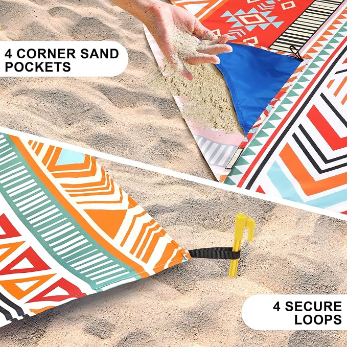 HIHOHO Beach Blanket Waterproof Sandproof Extra Large Beach Mat 79" X 83"/120"x108"for 1-8 Adults Quick Drying Durable Outdoor Picnic Mat for Beach Travel Camping Hiking - Image 4