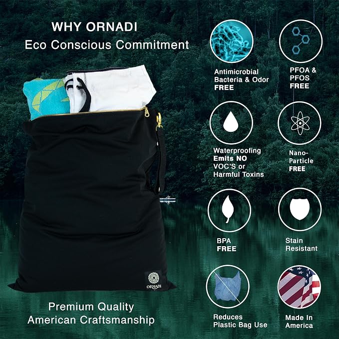 Ornadi XL Antimicrobial Waterproof Travel Laundry Bag Odor Mildew Control - Image 7