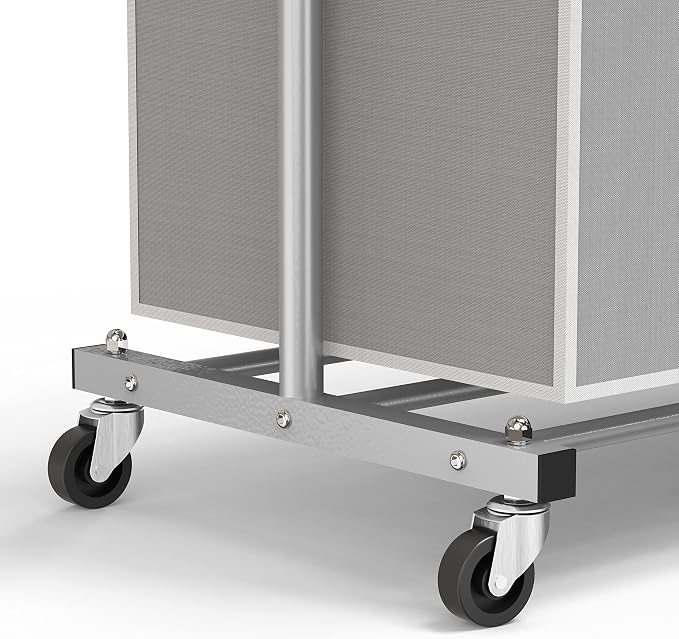Simple Houseware 3 Bags Laundry Sorter Cart with Hanging Rod, Silver | Extendable Width from 30.6 to 48", Removable 3-Section Laundry Basket - Image 5