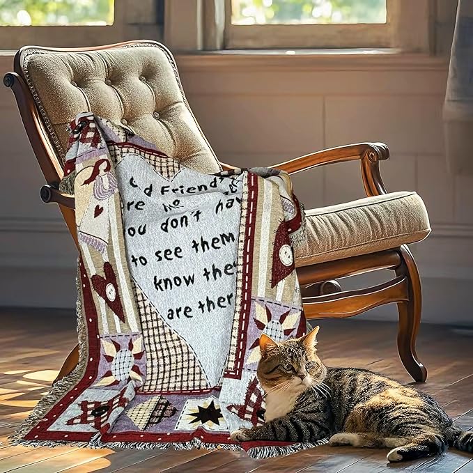 Friends & Family Like Angels Woven Tapestry Throw Blanket Wall Hanging Art Handicrafts Jacquard Multipurpose Soft Travel Mat Outdoor with Fringe Tassels 50 X 60 Inches