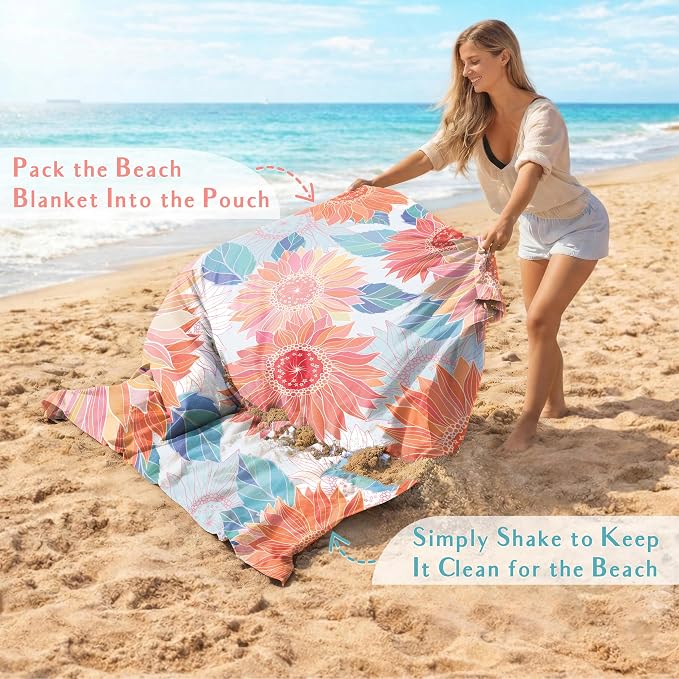 AlphaBeing Beach Blanket Waterproof Sandproof, Extra Large Beach Mat for 1–8 Adults, Oversized Picnic Blanket with 4 Stakes & Storage Bag, Essential Beach Gear for Travel - Image 4
