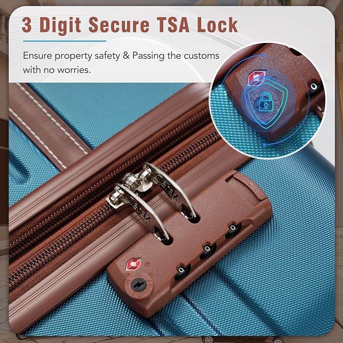 Merax Suitcase Set 28 inches Expandable Luggage with TSA Lock Spinner Wheels Hardshell Lightweight Vintage Luggage with Travel Bag,Blue - Image 6